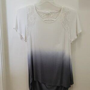 White and Gray Ombre Lace Top
